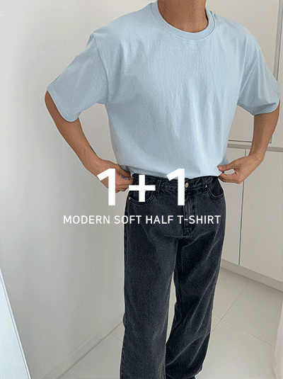1+1 모던 반팔 티셔츠(M,L사이즈)